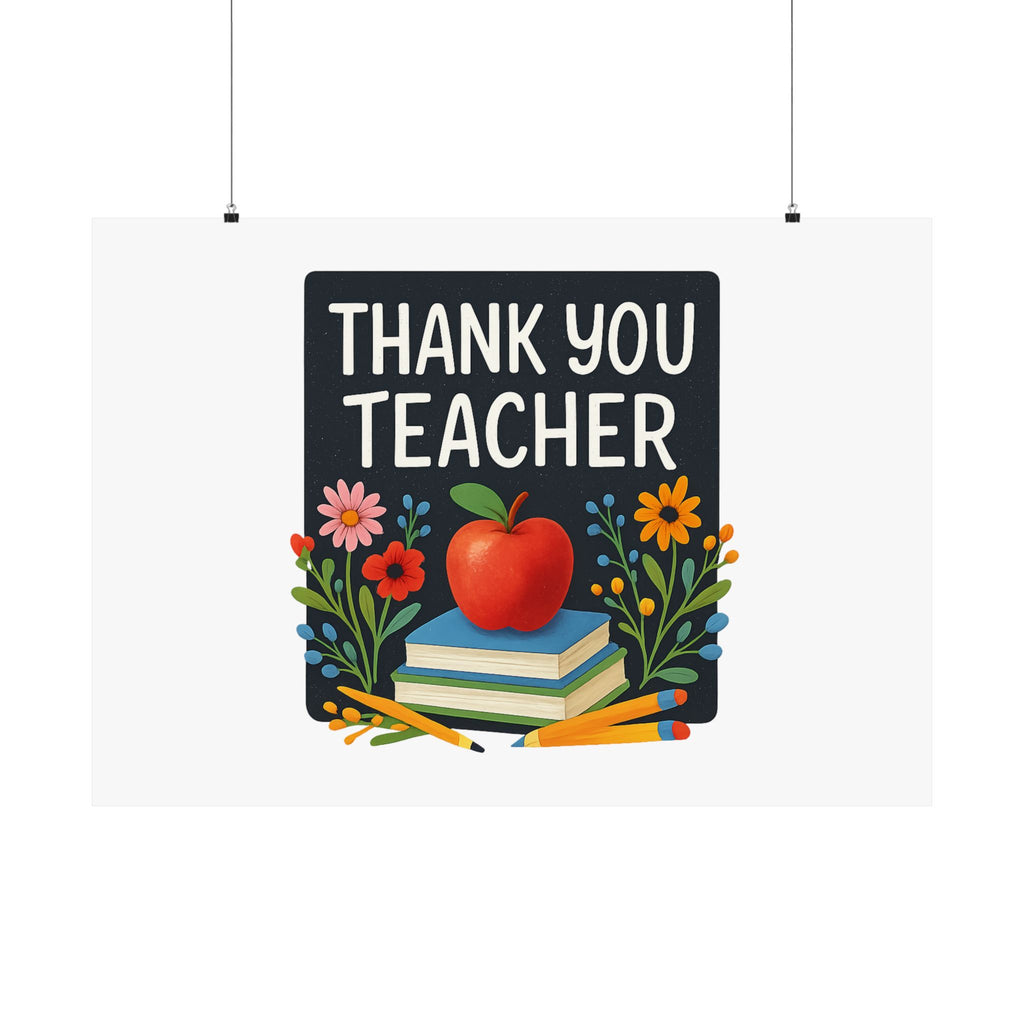 Thank You Teacher Gift Watercolor Wildflower Poster, Classroom Decor, End of School Year Gift, Teacher Appreciation Print
