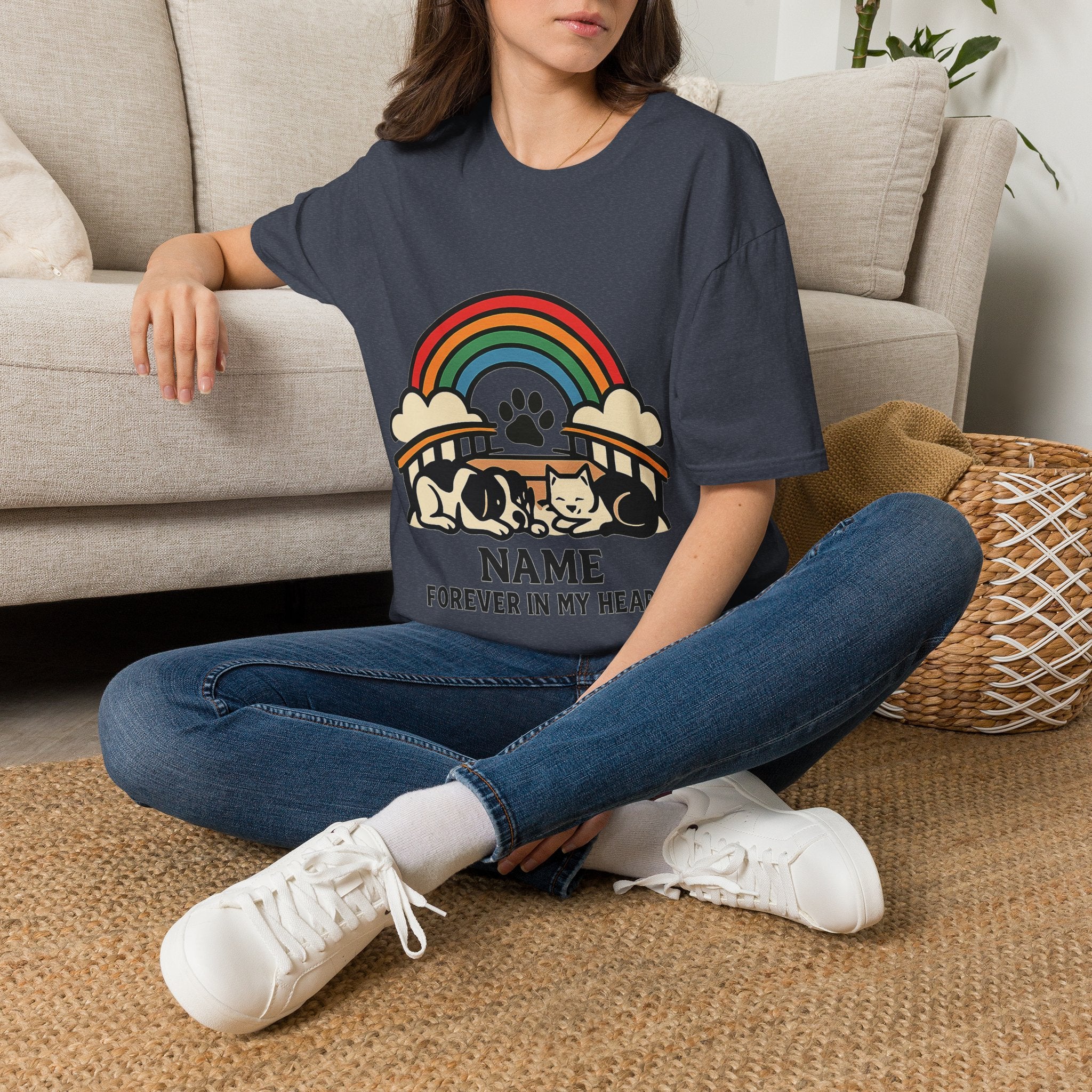 Rainbow Bridge Pet Memorial Shirt, Personalized Dog Cat Loss Gift, Custom Pet Remembrance Tee, Pet Memorial Sympathy Gift