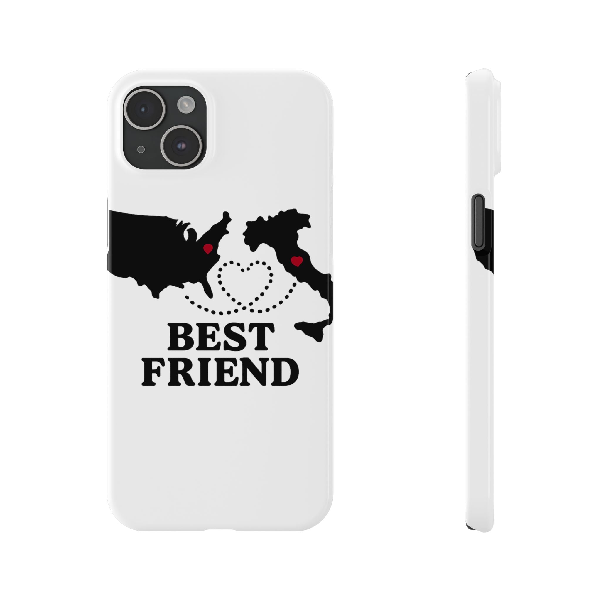 Long Distance Friendship Phone Case Personalized Coordinates Gift Best Friend Custom Location Map Heart Connection BFF