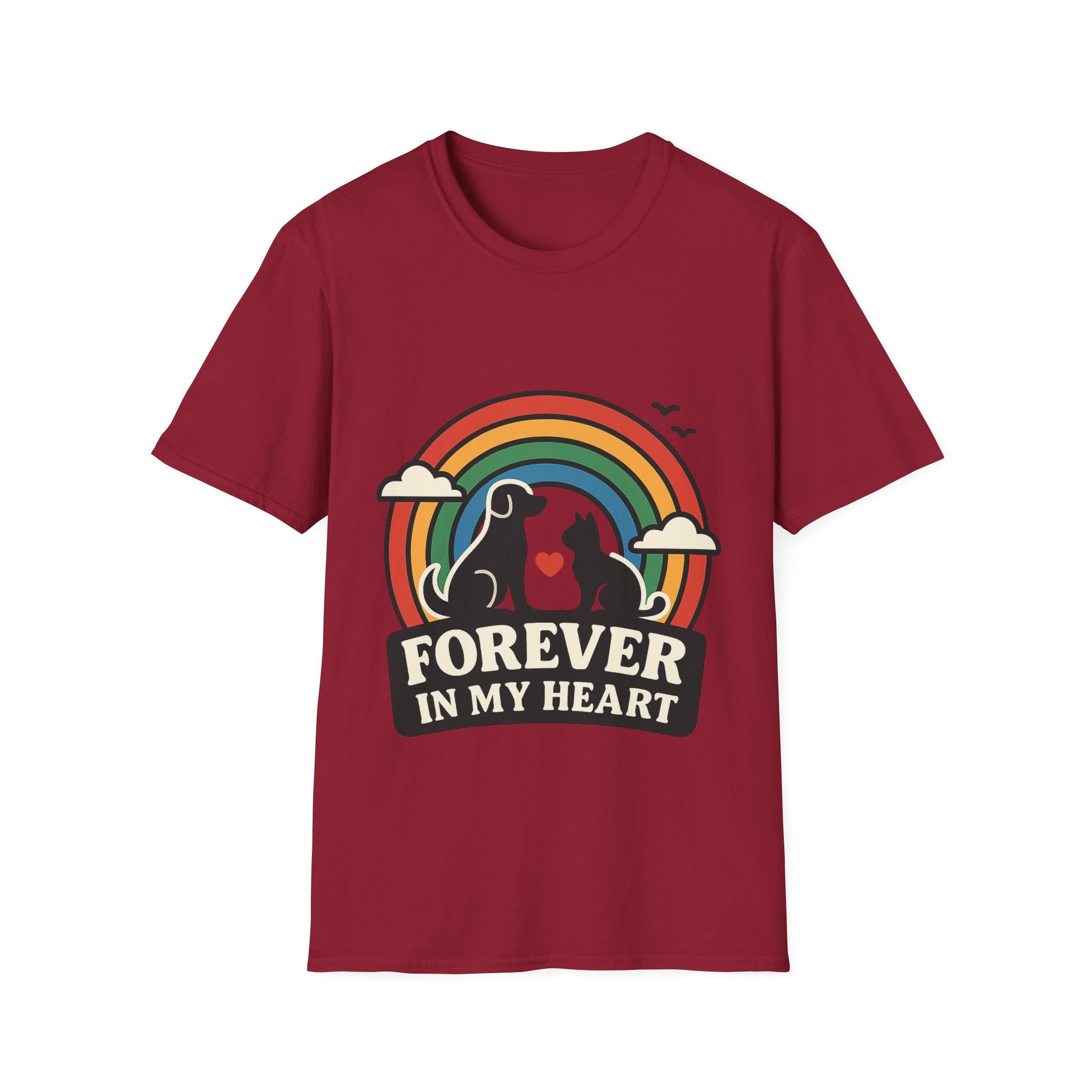 Rainbow Bridge Pet Memorial Shirt, Dog Cat Loss Gift, Forever in My Heart, Pet Remembrance Tee, Sympathy Gift for Pet Owner
