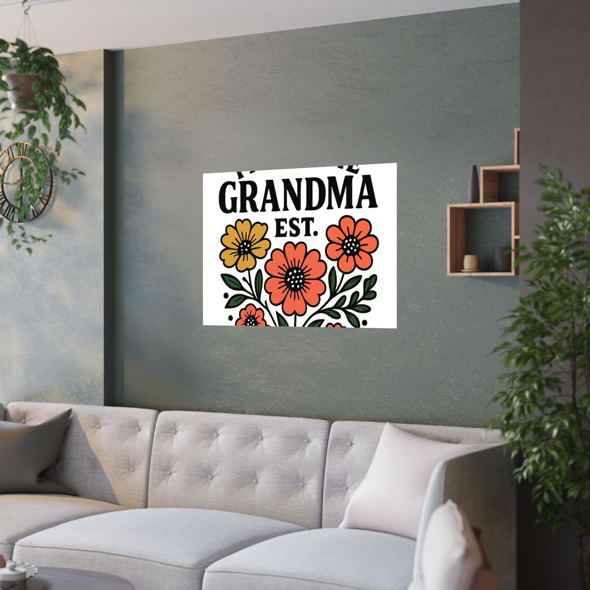 First Time Grandma Est 2025 Print, New Grandmother Gift, Pregnancy Announcement, Grandma to Be Wall Art, Floral Botanical Decor