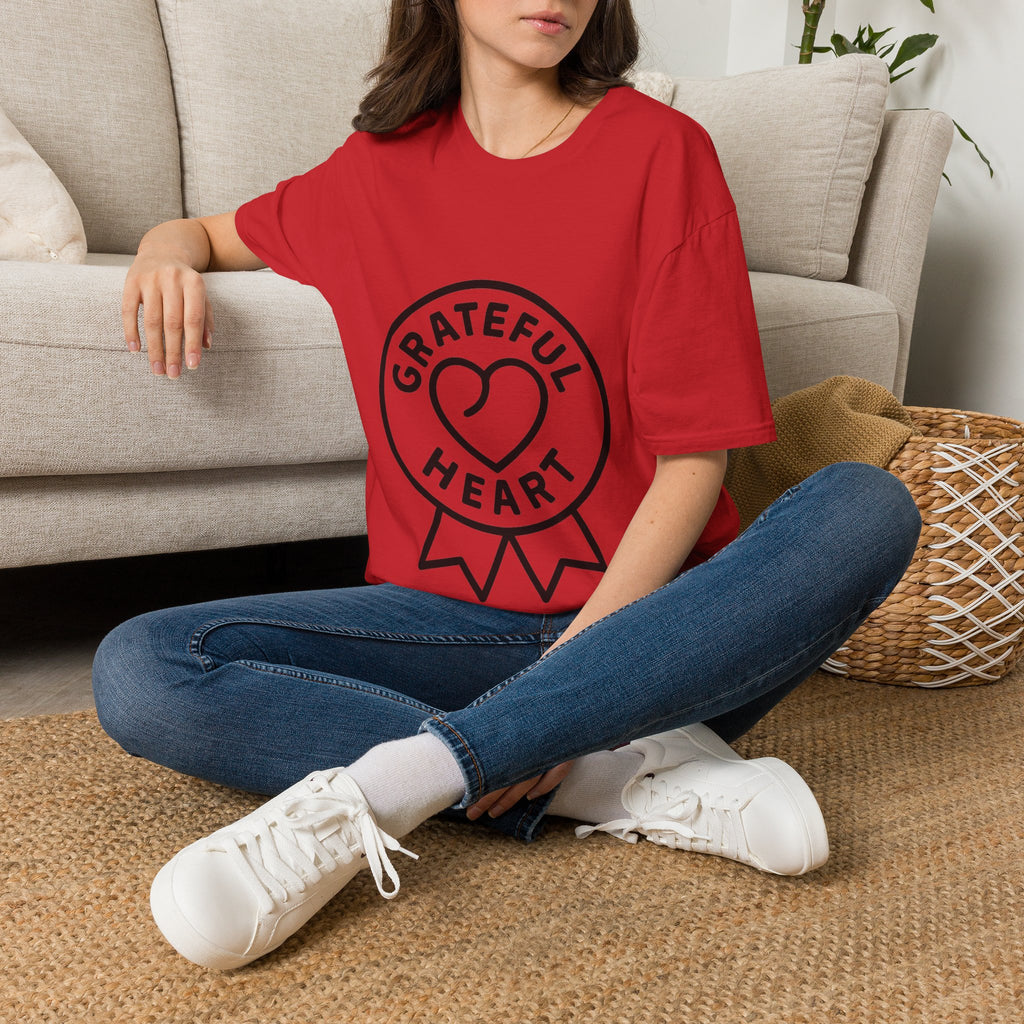 Grateful Heart T-Shirt, Minimalist Line Art Gratitude Shirt, Wellness Tee, Mindfulness Gift, Positive Affirmation Clothing