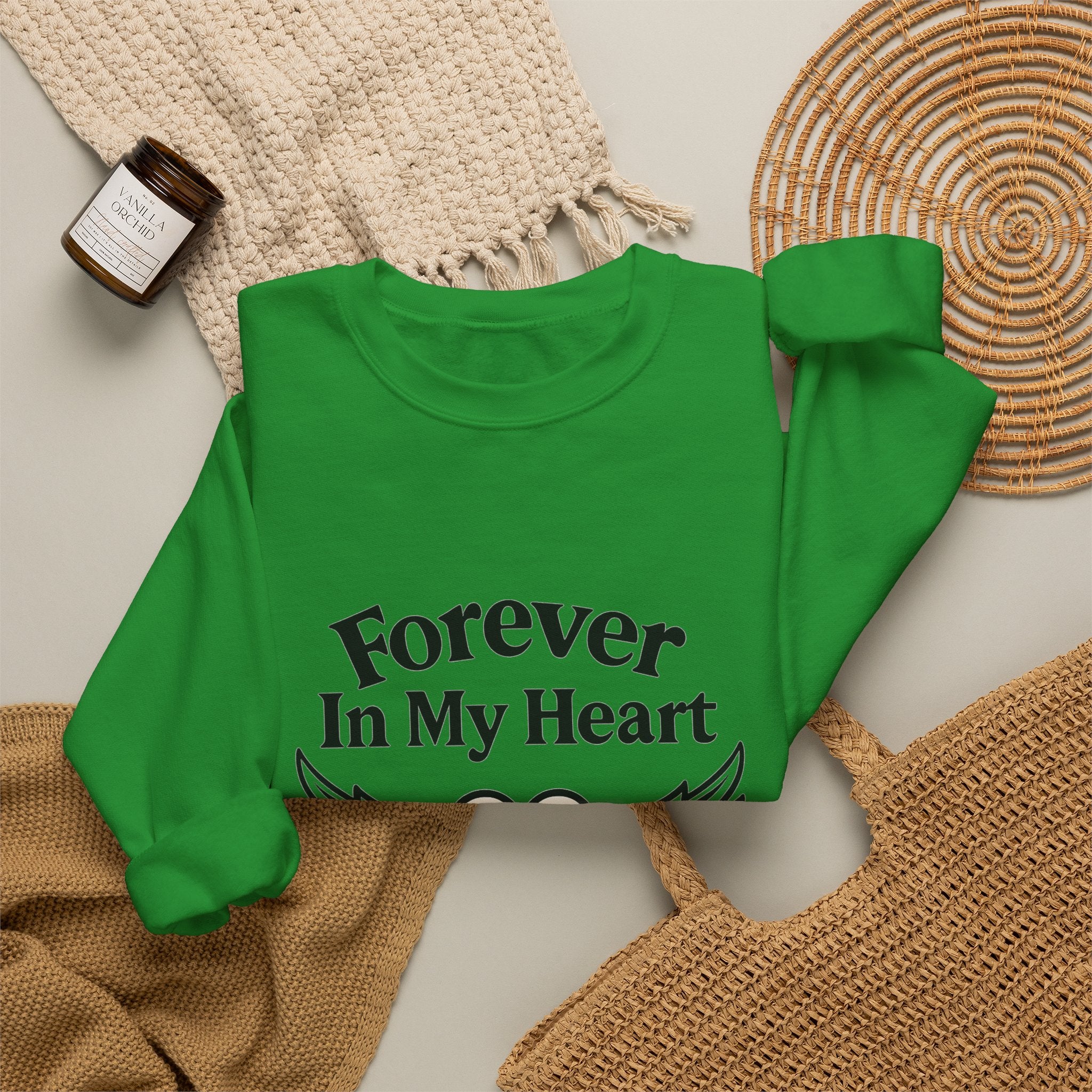 Forever In My Heart Memorial Sweatshirt Angel Wings Sympathy Gift Remembrance Clothing Loss of Loved One Grief Support Comfort
