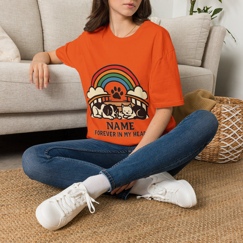 Rainbow Bridge Pet Memorial Shirt, Personalized Dog Cat Loss Gift, Custom Pet Remembrance Tee, Pet Memorial Sympathy Gift