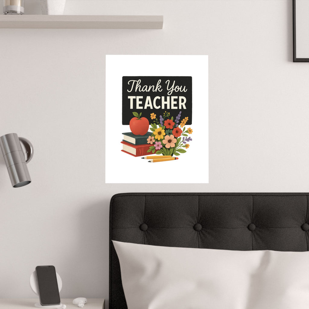 Thank You Teacher Gift Wildflower Watercolor Poster Classroom Wall Art Appreciation Print End of Year School Decor