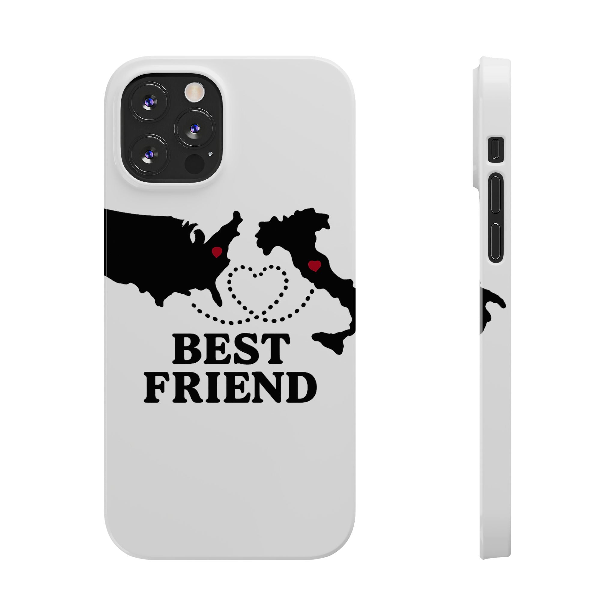 Long Distance Friendship Phone Case Personalized Coordinates Gift Best Friend Custom Location Map Heart Connection BFF