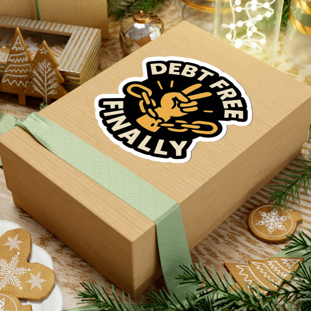 Debt Free Finally Sticker, Financial Freedom Victory Celebration, Broken Chains Money Milestone Achievement Gift Laptop Decal