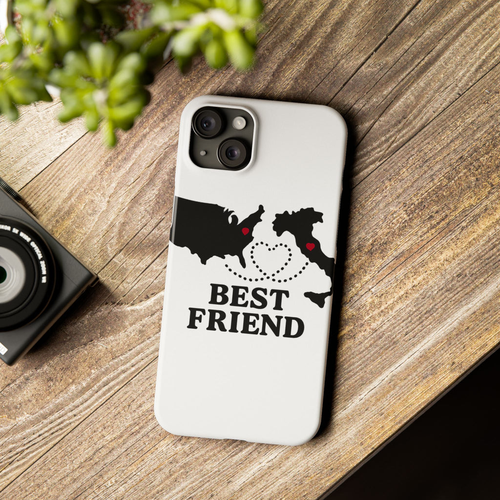 Long Distance Friendship Phone Case Personalized Coordinates Gift Best Friend Custom Location Map Heart Connection BFF