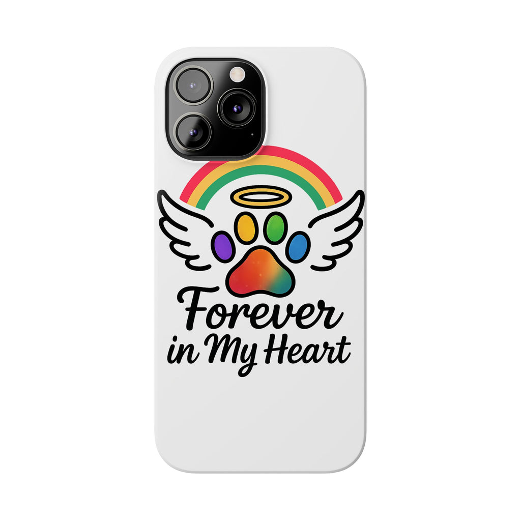 Rainbow Bridge Pet Memorial Phone Case Forever in My Heart Dog Cat Loss Sympathy Gift Remembrance Watercolor Paw Print Angel Pet