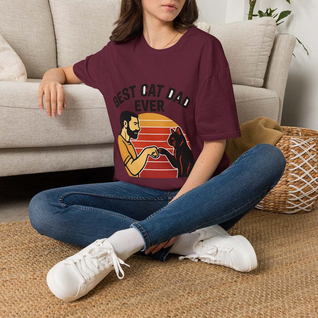 Best Cat Dad Ever Shirt Vintage Retro Cat Lover Gift for Men Father's Day Cat Owner Tshirt Funny Cat Dad Gift Retro Sunset Tee