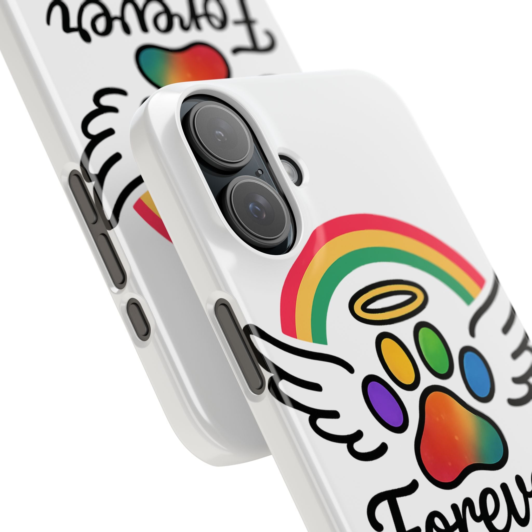 Rainbow Bridge Pet Memorial Phone Case Forever in My Heart Dog Cat Loss Sympathy Gift Remembrance Watercolor Paw Print Angel Pet