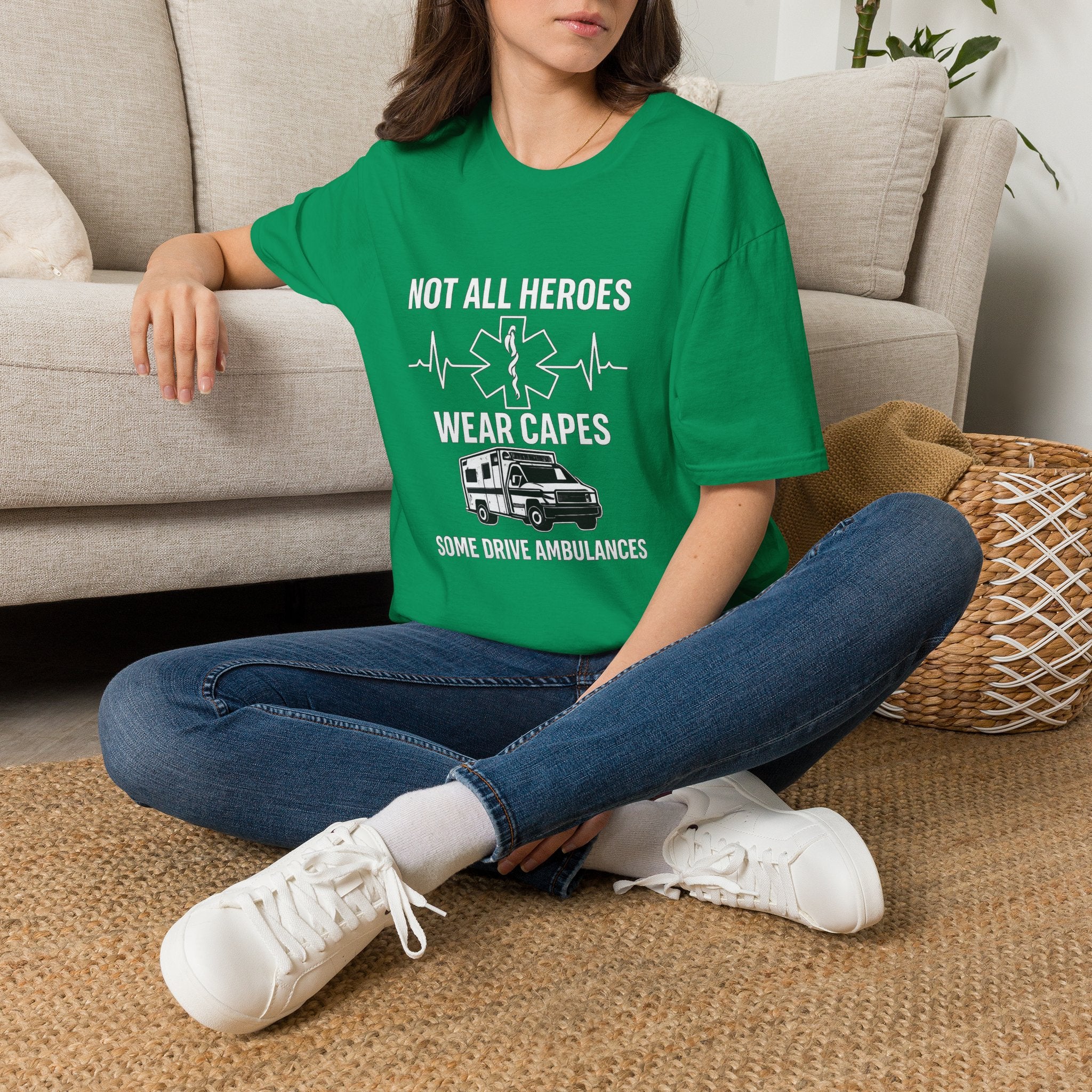 Not All Heroes Wear Capes Some Drive Ambulances Shirt, EMS Paramedic Gift, EMT Appreciation Tee, Star of Life, Thin White Line