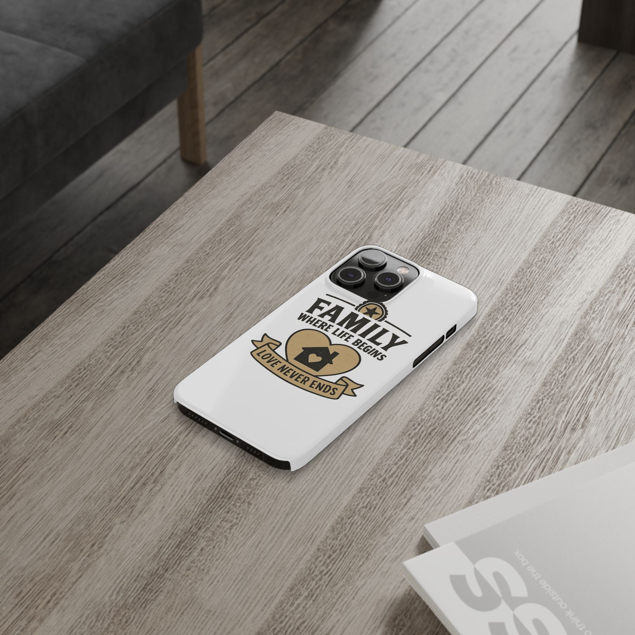 Family Where Life Begins Love Never Ends Phone Case, Rustic Farmhouse Gift for Mom Grandma, Mother's Day Gift, Heart Home Decor