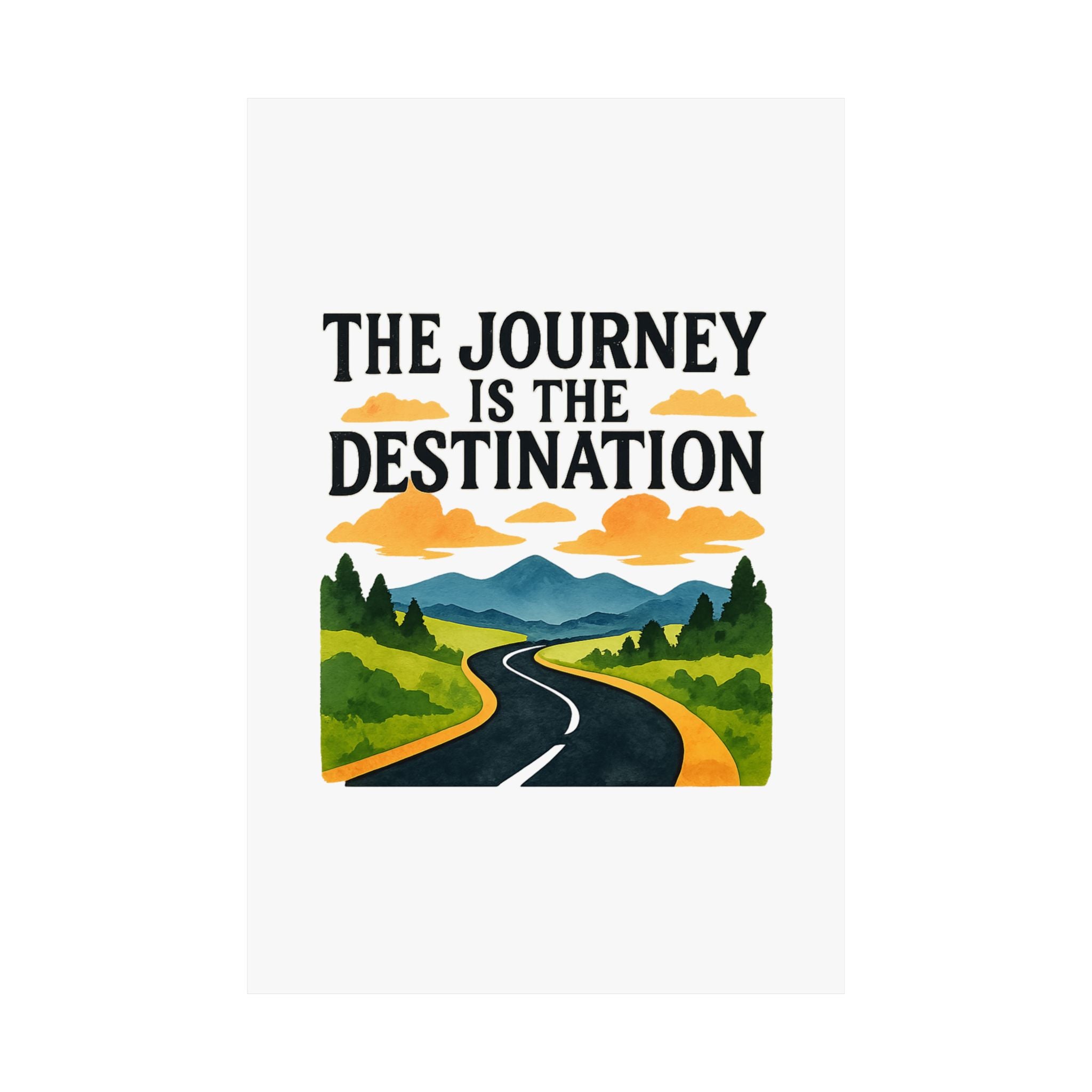 The Journey Is The Destination Print Watercolor Road Trip Poster Inspirational Quote Wall Art Travel Decor Wanderlust Gift