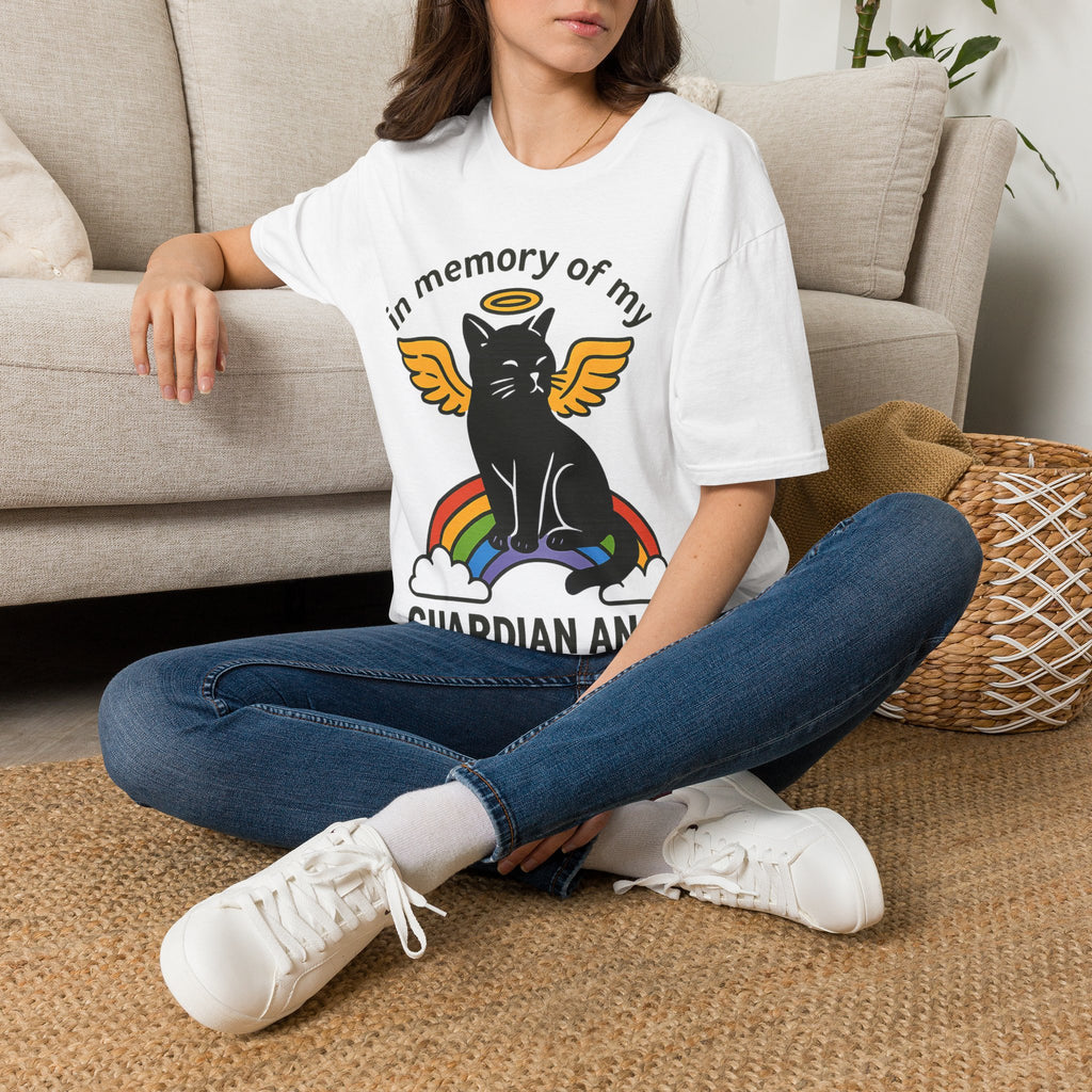 Rainbow Bridge Cat Memorial Shirt, Guardian Angel Cat Tshirt, Pet Loss Sympathy Gift, Cat Remembrance Shirt, Cat Lover Grief Gift