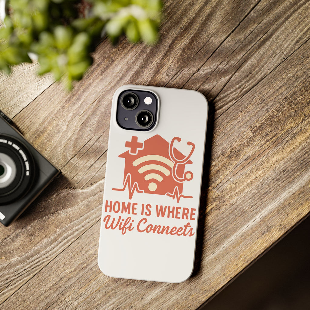 Home Is Where WiFi Connects Phone Case | Funny Tech Lover Gift | Minimalist House Phone Cover | Millennial Gen Z Humor Case