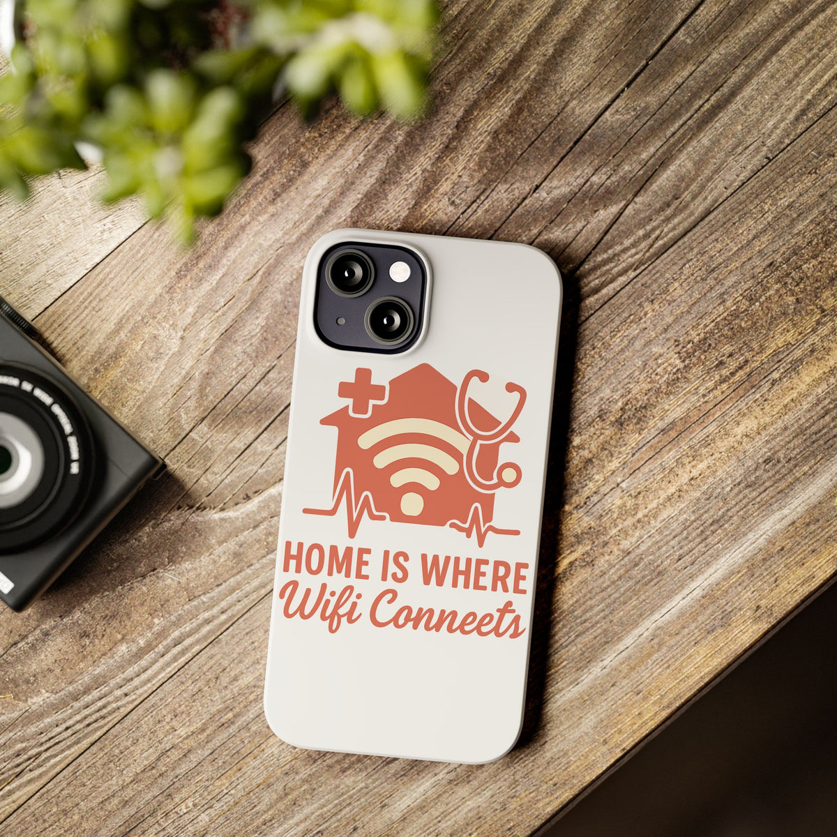 Home Is Where WiFi Connects Phone Case | Funny Tech Lover Gift | Minimalist House Phone Cover | Millennial Gen Z Humor Case