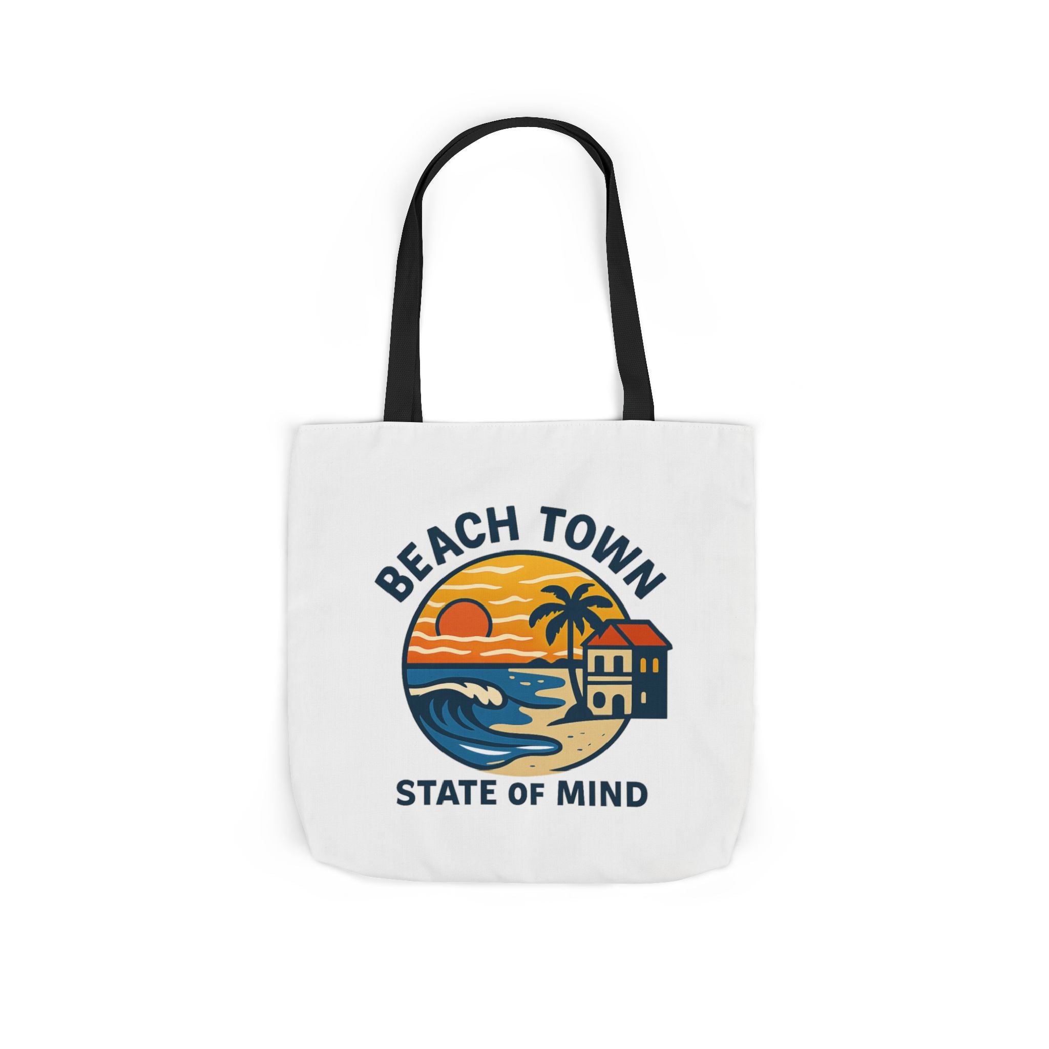 Beach Town State of Mind Tote Bag | Coastal Lifestyle Gift | Ocean Lover Canvas Bag | Beach Vibes Nautical Tote | Summer Beach Bag