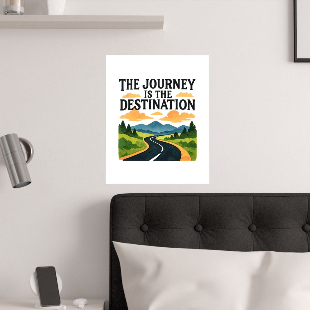 The Journey Is The Destination Print Watercolor Road Trip Poster Inspirational Quote Wall Art Travel Decor Wanderlust Gift
