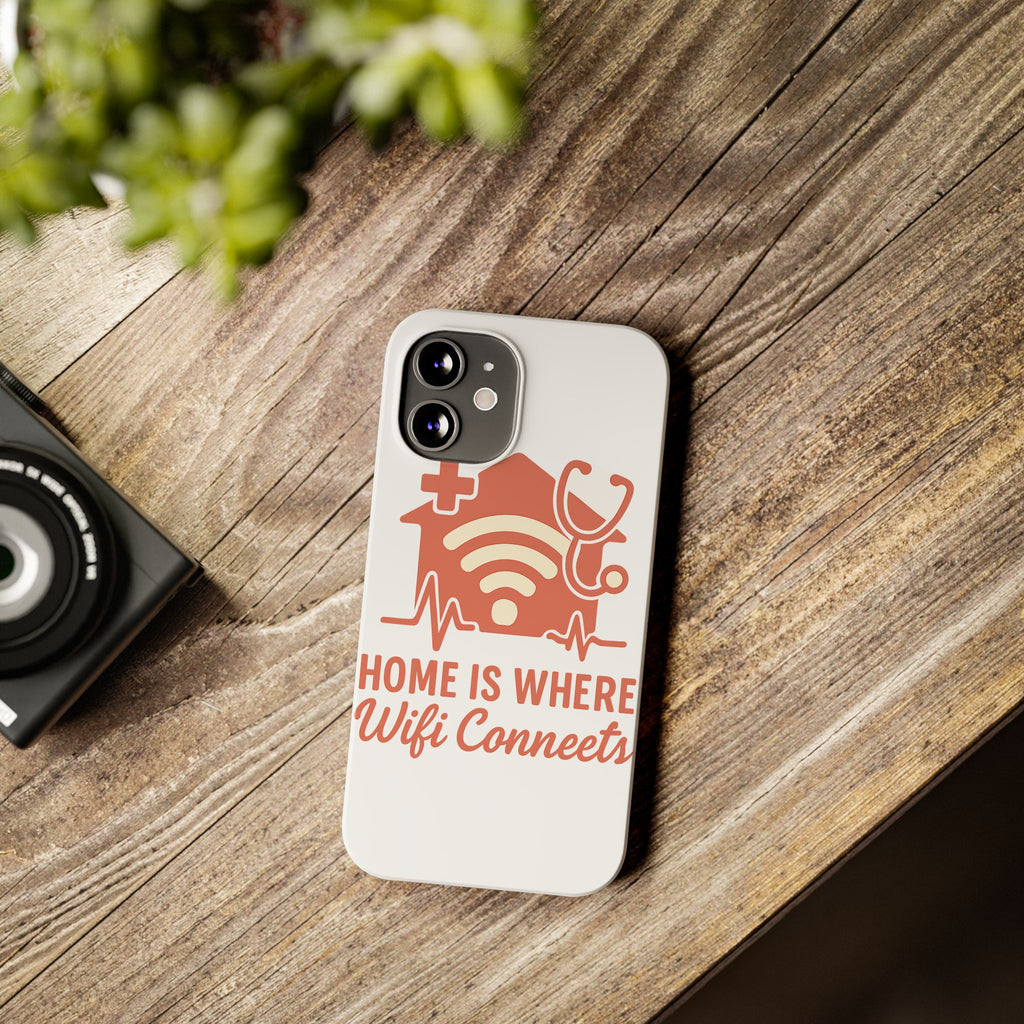 Home Is Where WiFi Connects Phone Case | Funny Tech Lover Gift | Minimalist House Phone Cover | Millennial Gen Z Humor Case