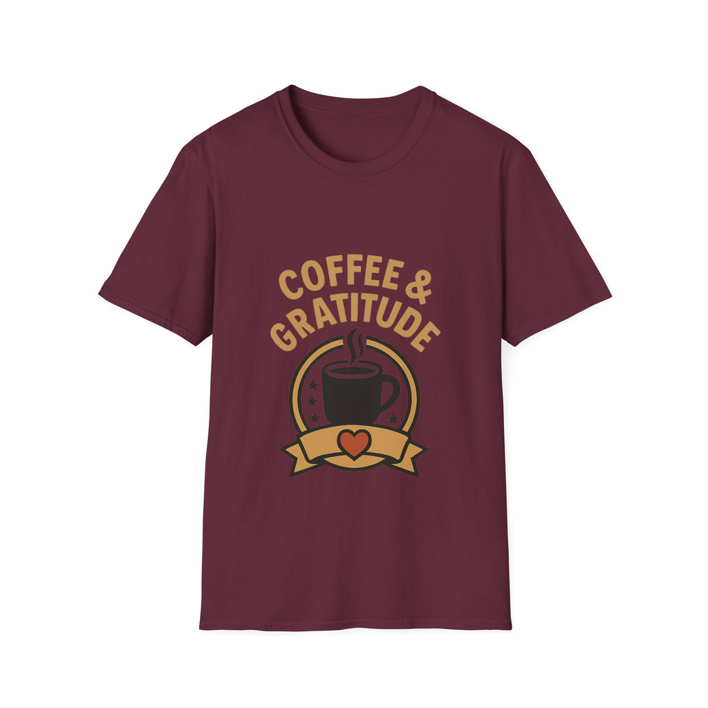 Coffee & Gratitude Shirt, Mindful Living Tee, Self Care Gift for Women, Positive Vibes T-Shirt, Grateful Heart Appreciation Top