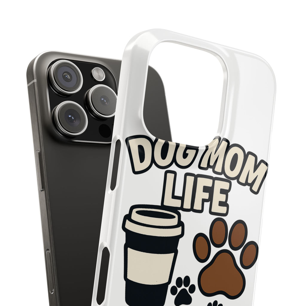 Dog Mom Life Phone Case, Coffee & Paws Illustrated Design, Gift for Dog Lover, Pet Parent Phone Case, Dog Owner Gift