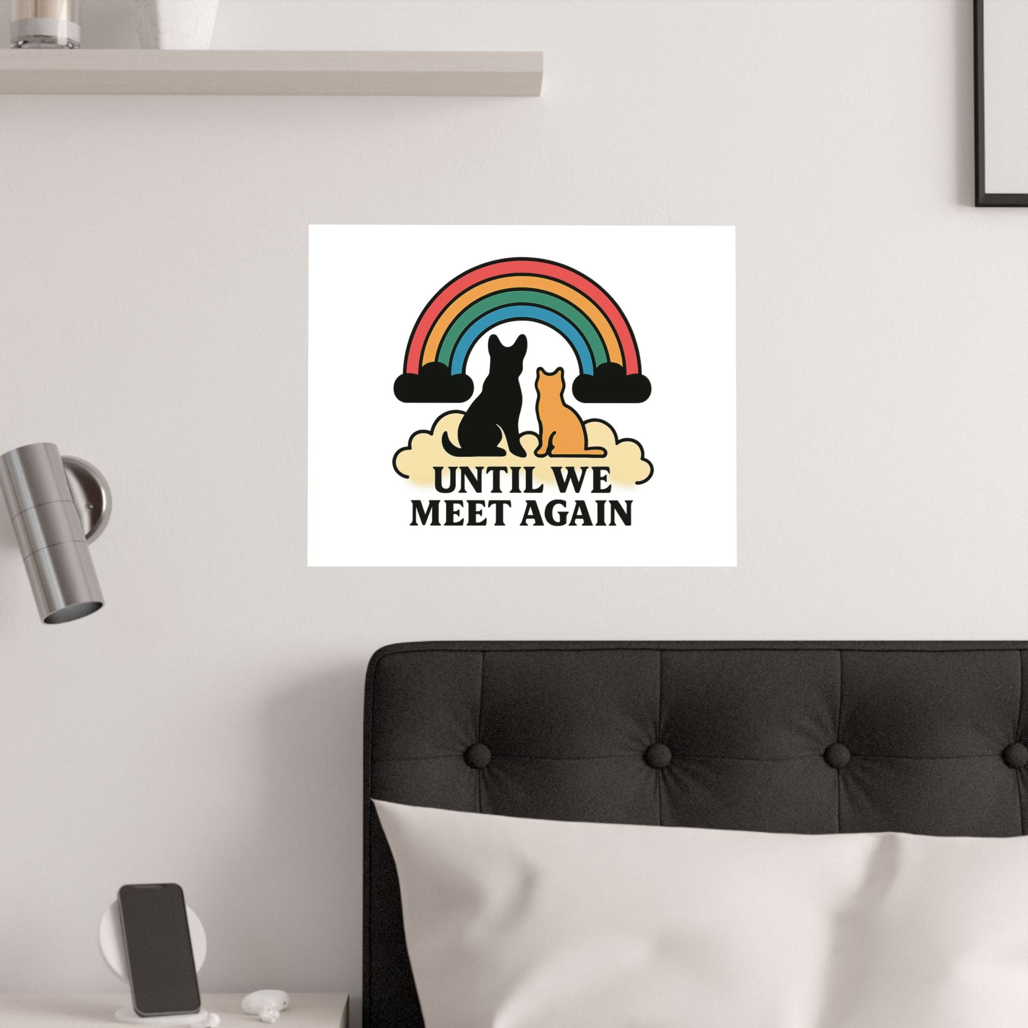 Rainbow Bridge Pet Memorial Poster, Dog Cat Loss Sympathy Gift, Until We Meet Again Pet Remembrance Wall Art, Pet Bereavement Print