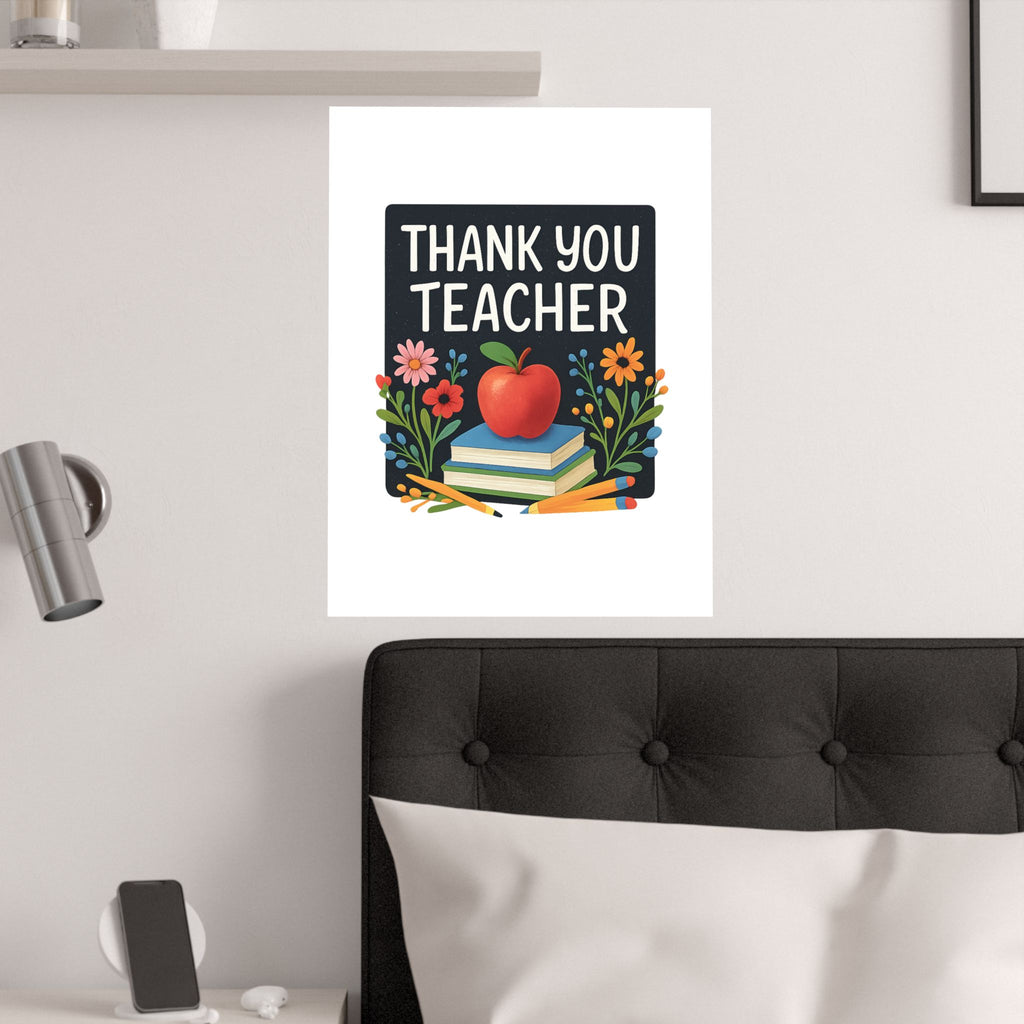 Thank You Teacher Gift Watercolor Wildflower Poster, Classroom Decor, End of School Year Gift, Teacher Appreciation Print