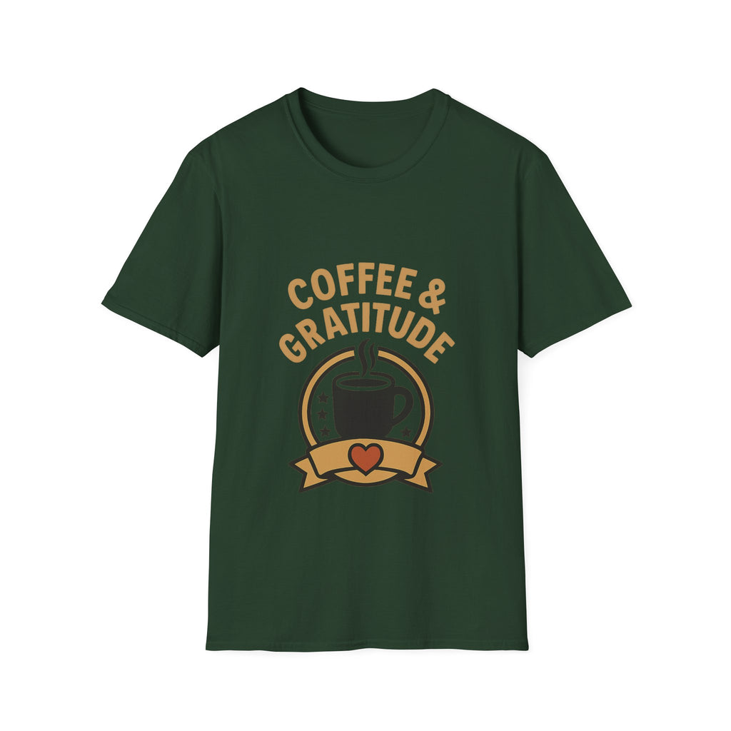 Coffee & Gratitude Shirt, Mindful Living Tee, Self Care Gift for Women, Positive Vibes T-Shirt, Grateful Heart Appreciation Top