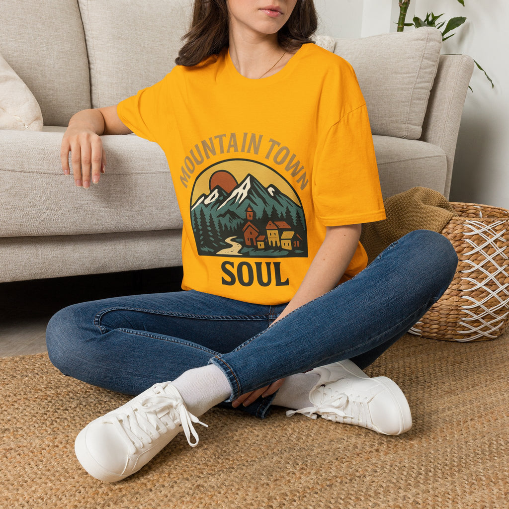 Mountain Town Soul Vintage Hiking Tee Raised on Mountain Air Shirt Wilderness Outdoor Adventure Gift Alpine Heritage Retro Tshirt