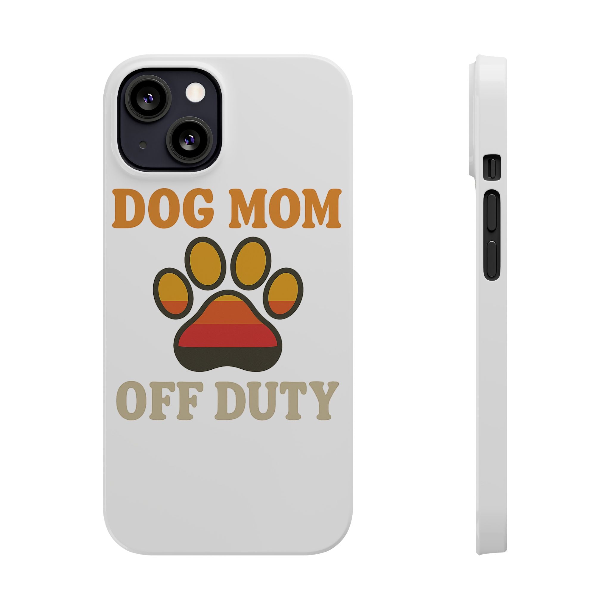 Dog Mom Off Duty Phone Case Retro 70s Vintage Dog Lover Gift Paw Print iPhone Samsung Galaxy Case Funny Pet Owner Gift