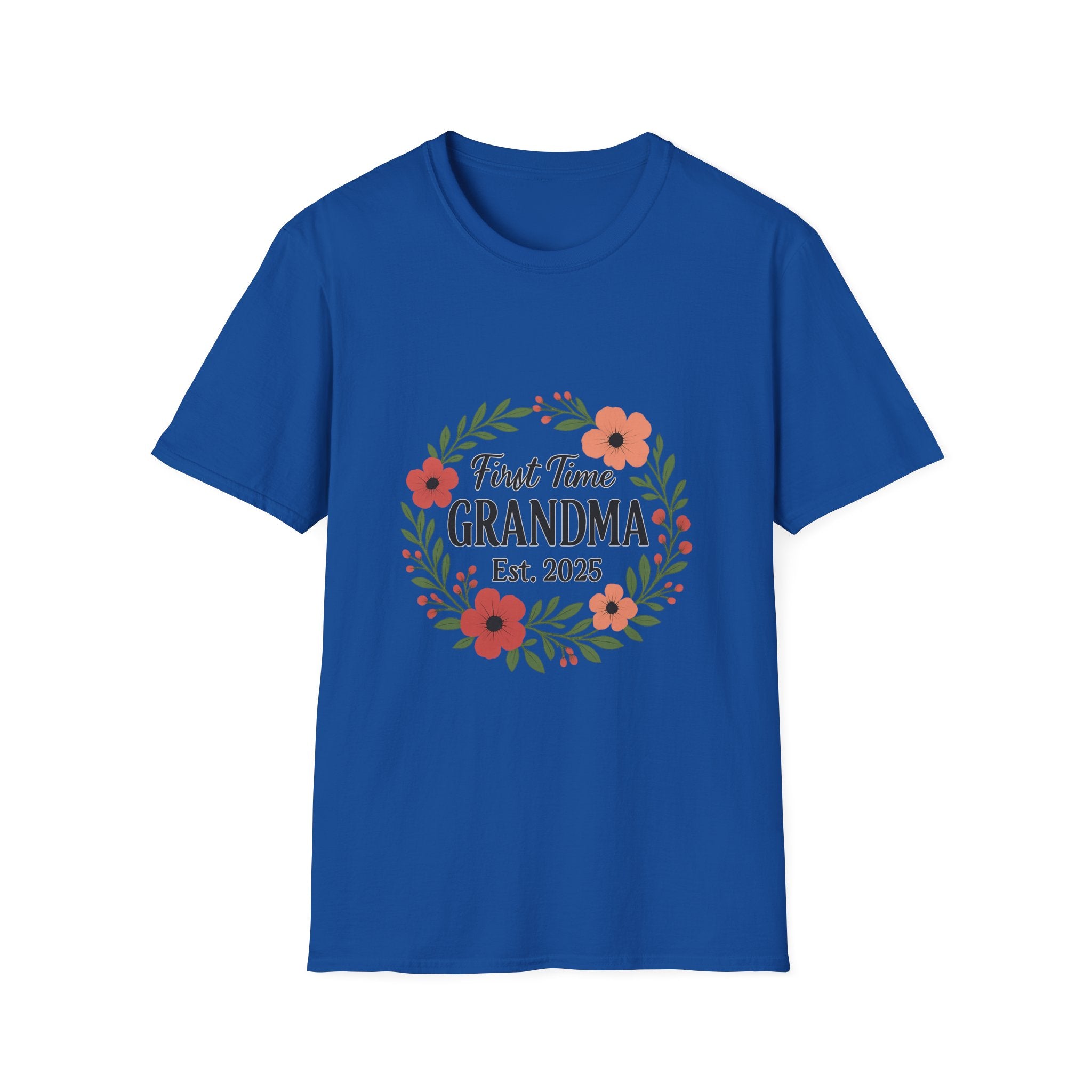 First Time Grandma Est 2025 Shirt New Grandmother Announcement Pregnancy Reveal Gift Floral Wreath Tshirt Mothers Day Gift