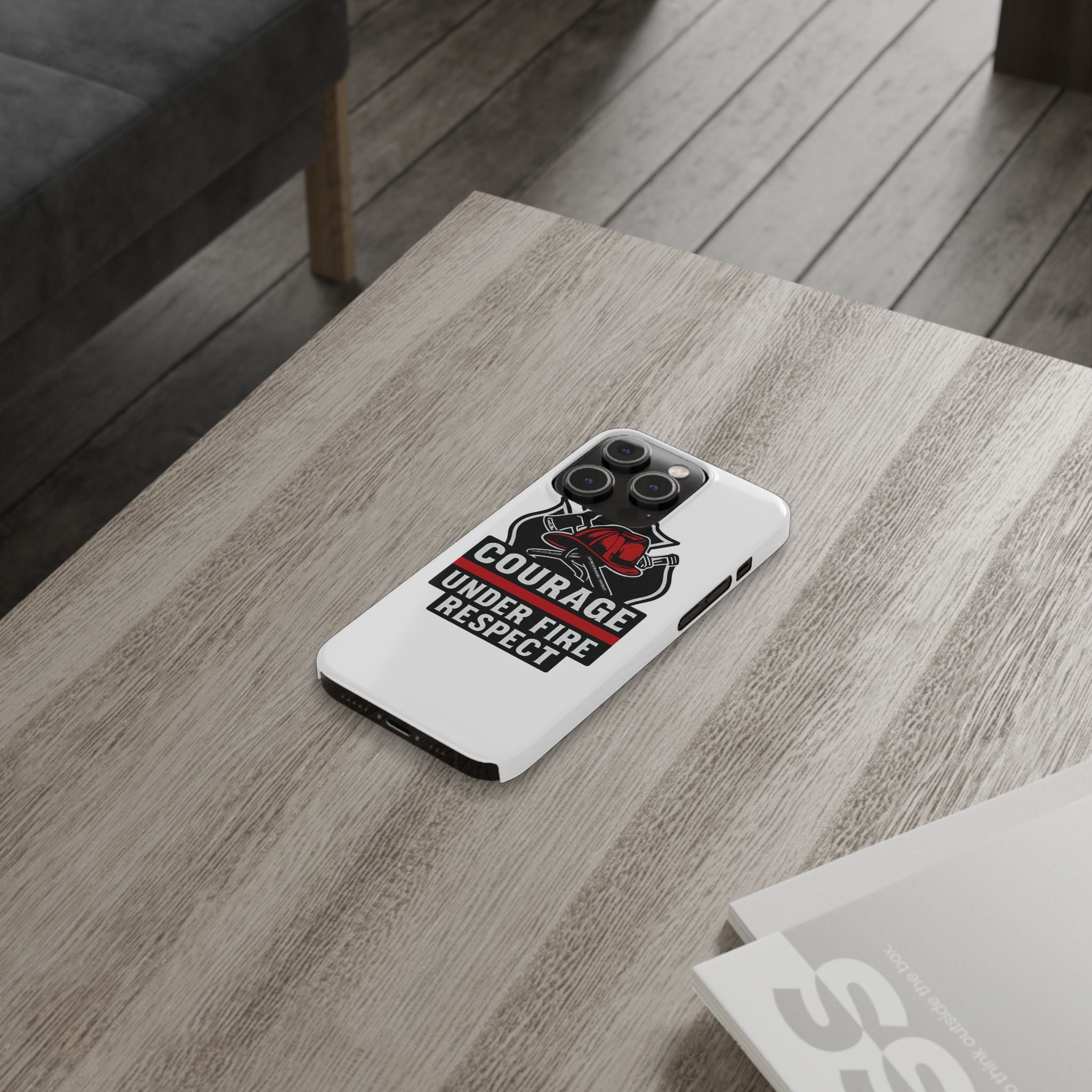 Firefighter Phone Case Courage Under Fire Respect First Responder Gift Thin Red Line Maltese Cross Fire Helmet Hero Support