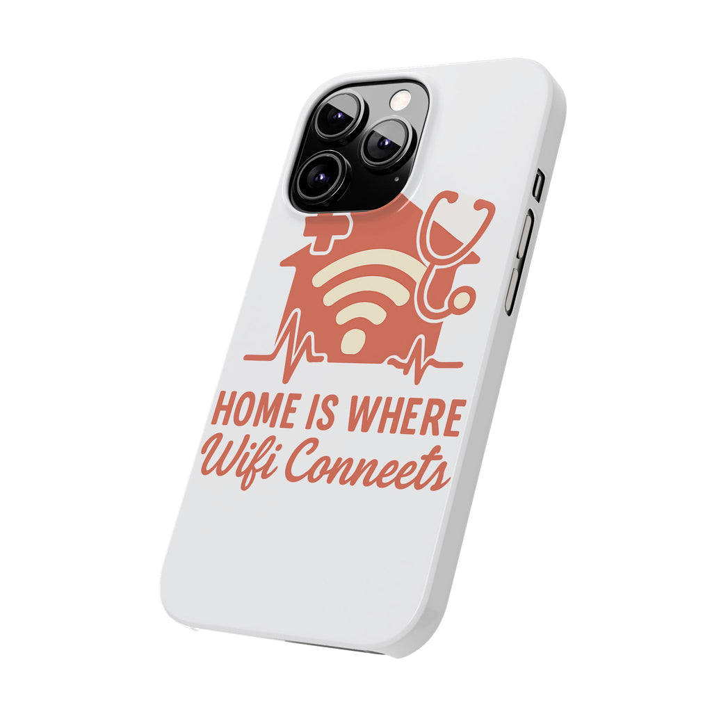 Home Is Where WiFi Connects Phone Case | Funny Tech Lover Gift | Minimalist House Phone Cover | Millennial Gen Z Humor Case