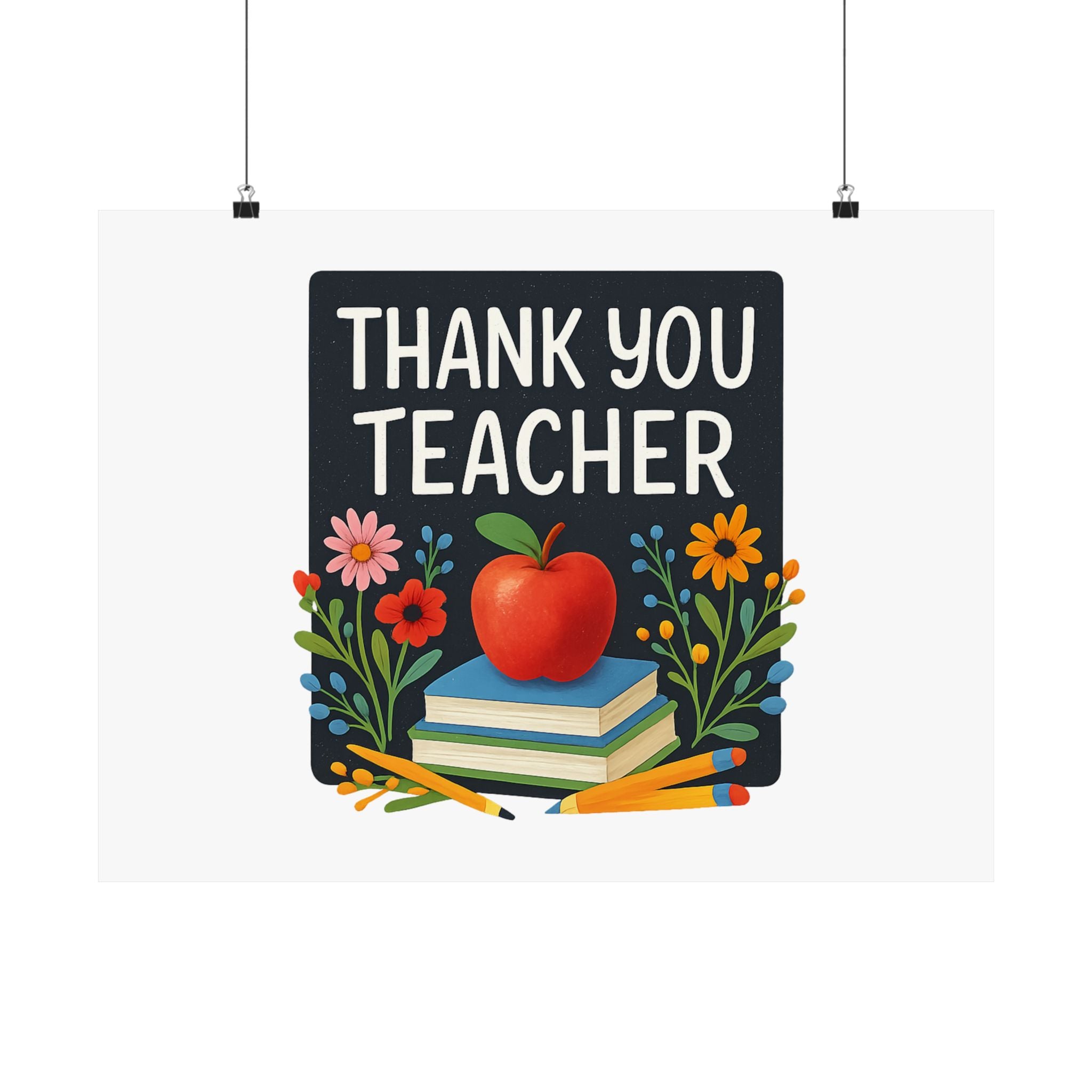 Thank You Teacher Gift Watercolor Wildflower Poster, Classroom Decor, End of School Year Gift, Teacher Appreciation Print