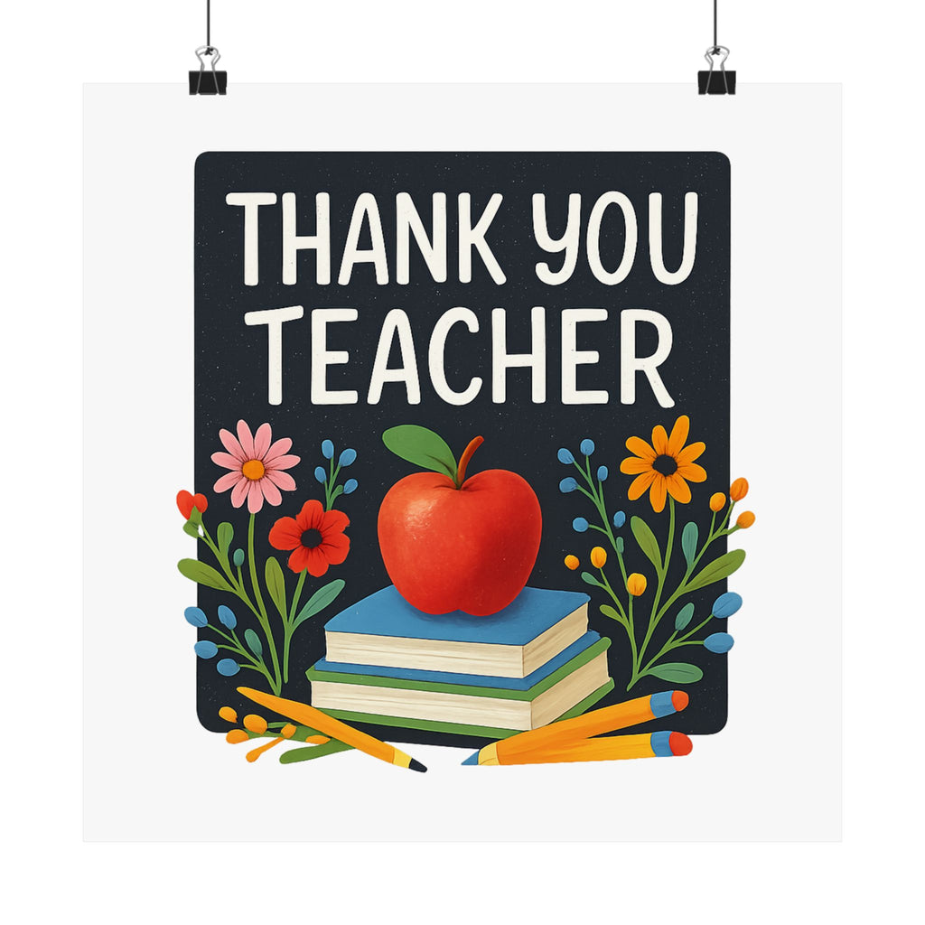Thank You Teacher Gift Watercolor Wildflower Poster, Classroom Decor, End of School Year Gift, Teacher Appreciation Print