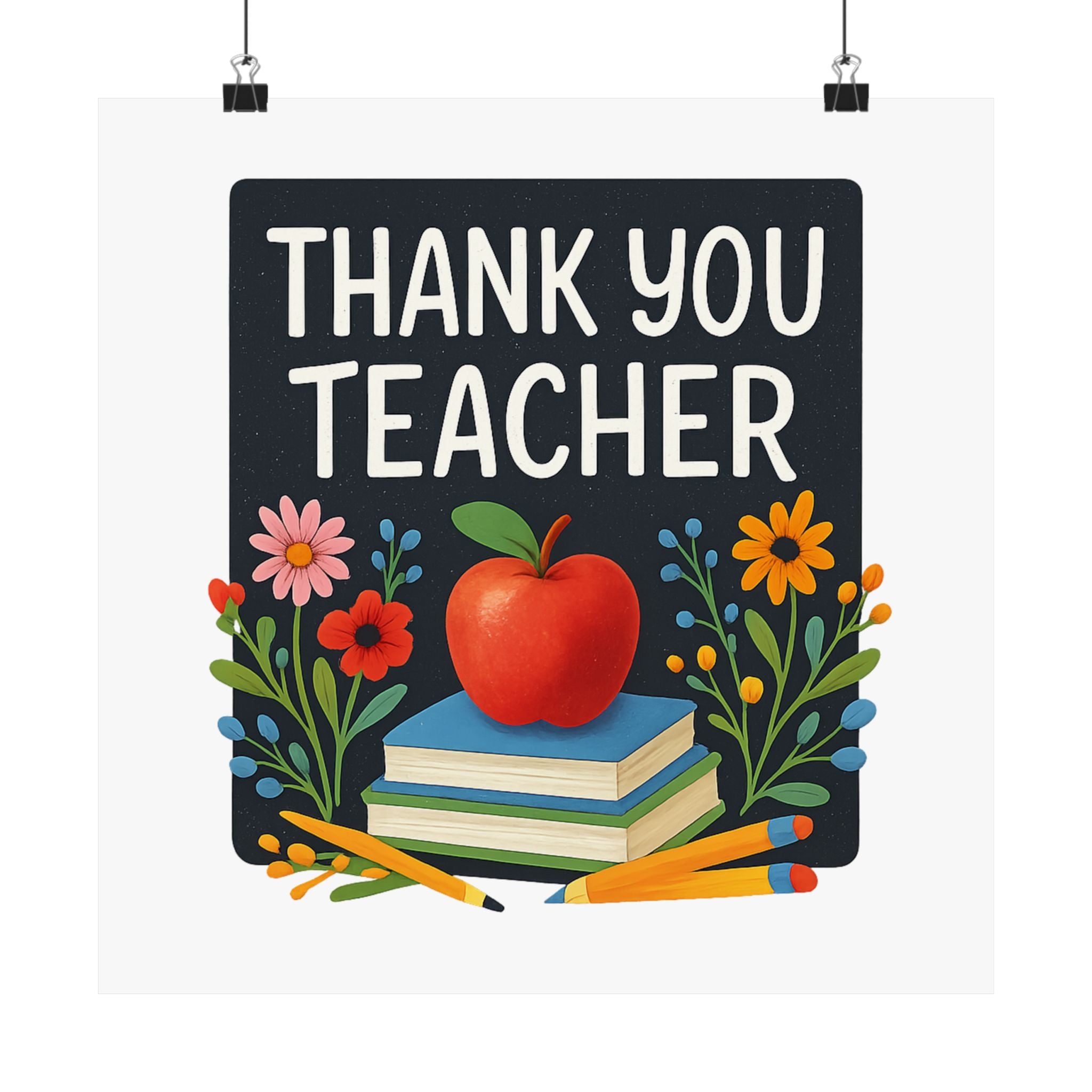 Thank You Teacher Gift Watercolor Wildflower Poster, Classroom Decor, End of School Year Gift, Teacher Appreciation Print
