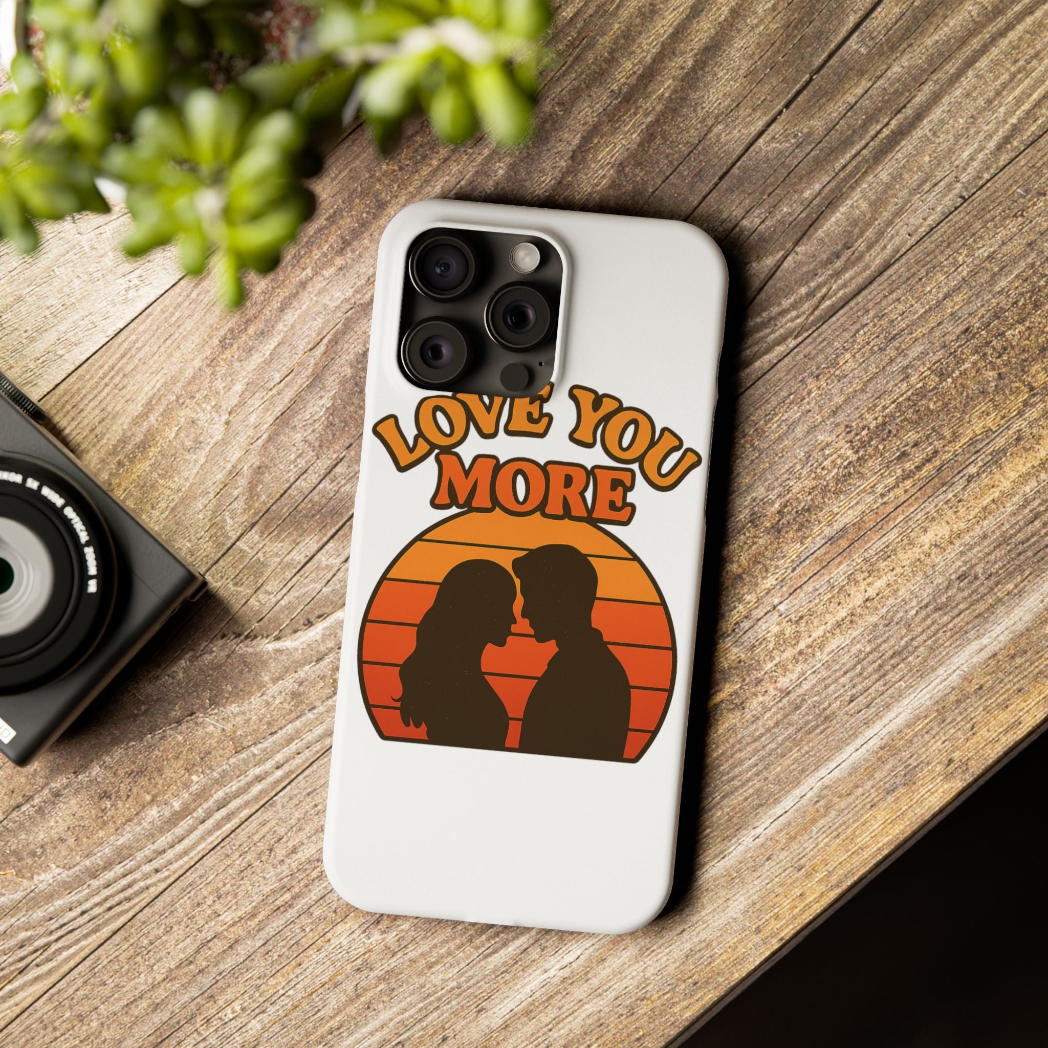 Love You More Phone Case Retro Sunset 70s Vintage Romantic Groovy Aesthetic Cute Couple Gift for Girlfriend Wife Anniversary