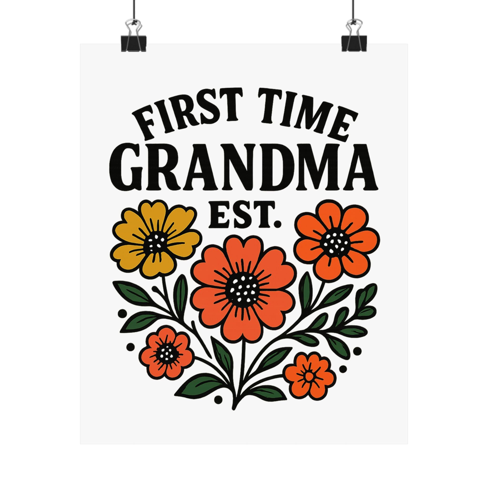 First Time Grandma Est 2025 Print, New Grandmother Gift, Pregnancy Announcement, Grandma to Be Wall Art, Floral Botanical Decor