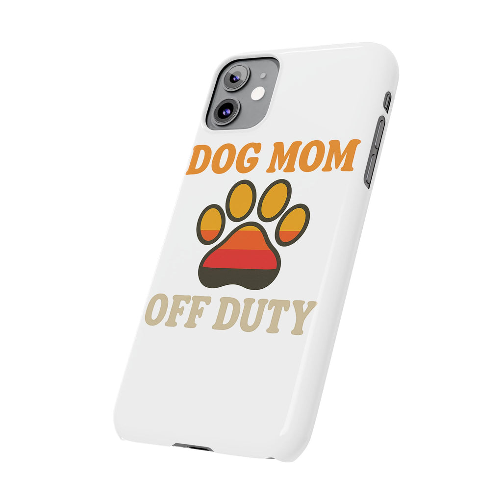 Dog Mom Off Duty Phone Case Retro 70s Vintage Dog Lover Gift Paw Print iPhone Samsung Galaxy Case Funny Pet Owner Gift