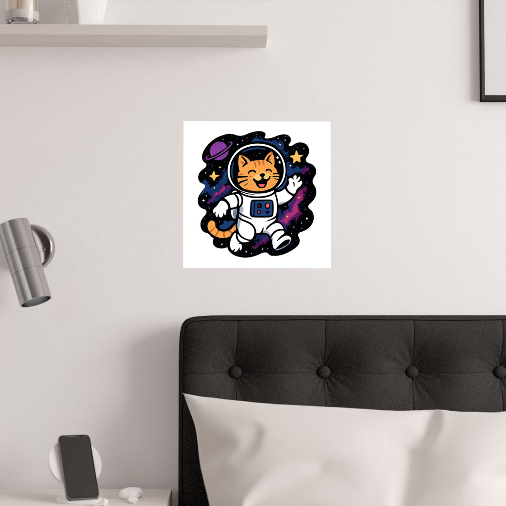 Cat Astronaut Galaxy Poster, Space Cat Wall Art, Funny Cat Lover Gift, Nebula Cat Print, Whimsical Space Room Decor, Quirky Wall Art
