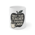 First Year Teacher Survival Mug, New Teacher Gift, End of School Year Coffee Mug, Teacher Appreciation Gift, Chalkboard Apple Mug