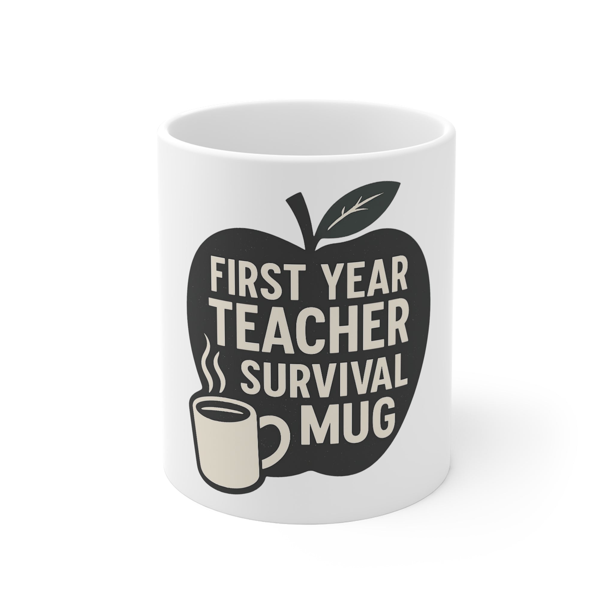 First Year Teacher Survival Mug, New Teacher Gift, End of School Year Coffee Mug, Teacher Appreciation Gift, Chalkboard Apple Mug