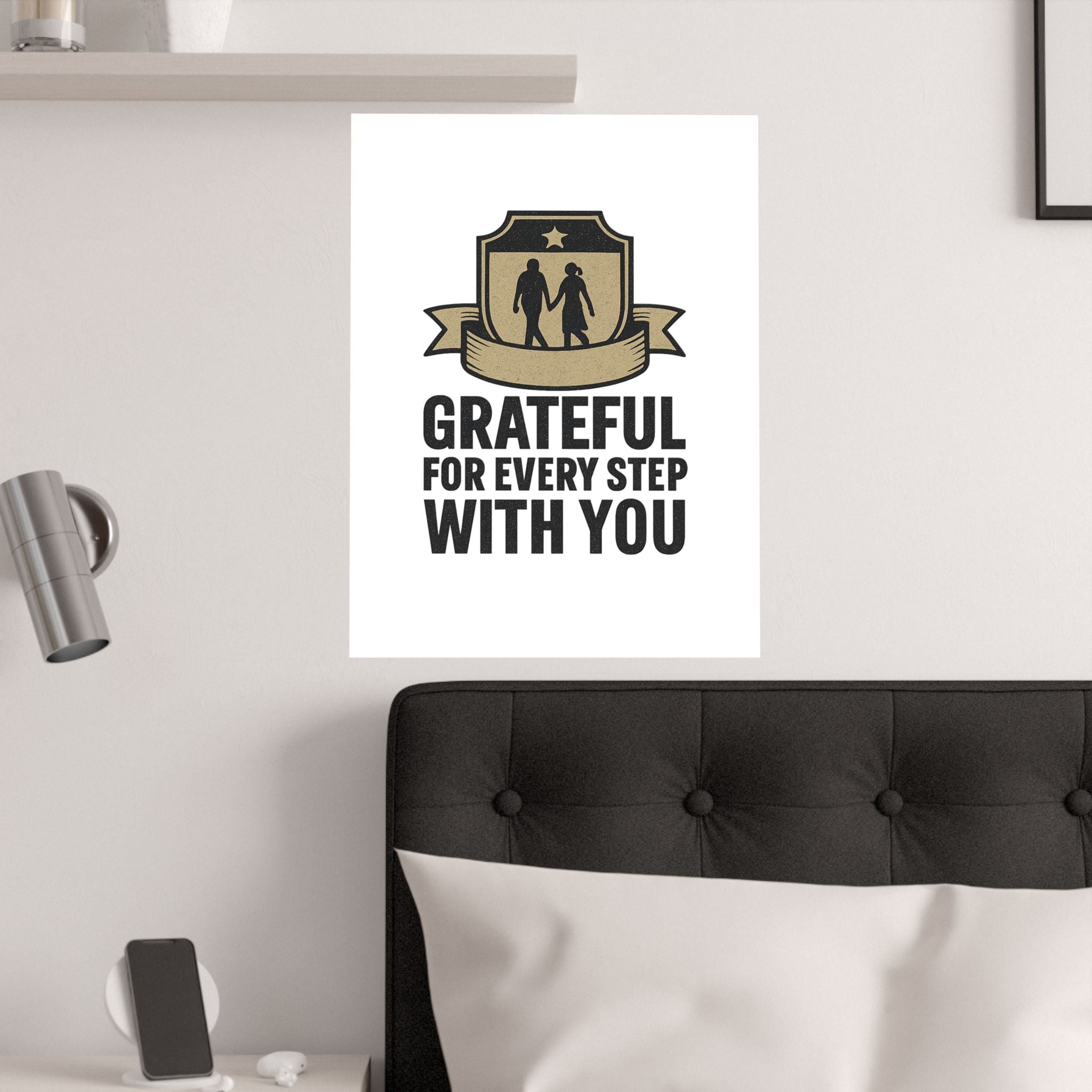 Grateful For Every Step With You Poster Anniversary Gift Relationship Milestone Couple Wall Art Vintage Gratitude Print