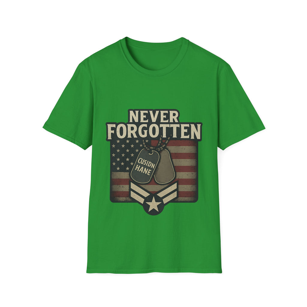 Never Forgotten Veteran Memorial Shirt Custom Name Military Tribute Tee Gold Star Family Gift Personalized Remembrance Tshirt