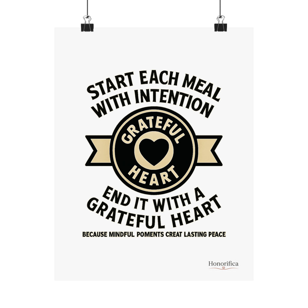 Grateful Heart Daily Affirmations Placemat Poster, Gratitude Prompts Mindful Eating, Thanksgiving Table Decor, Wellness Gift