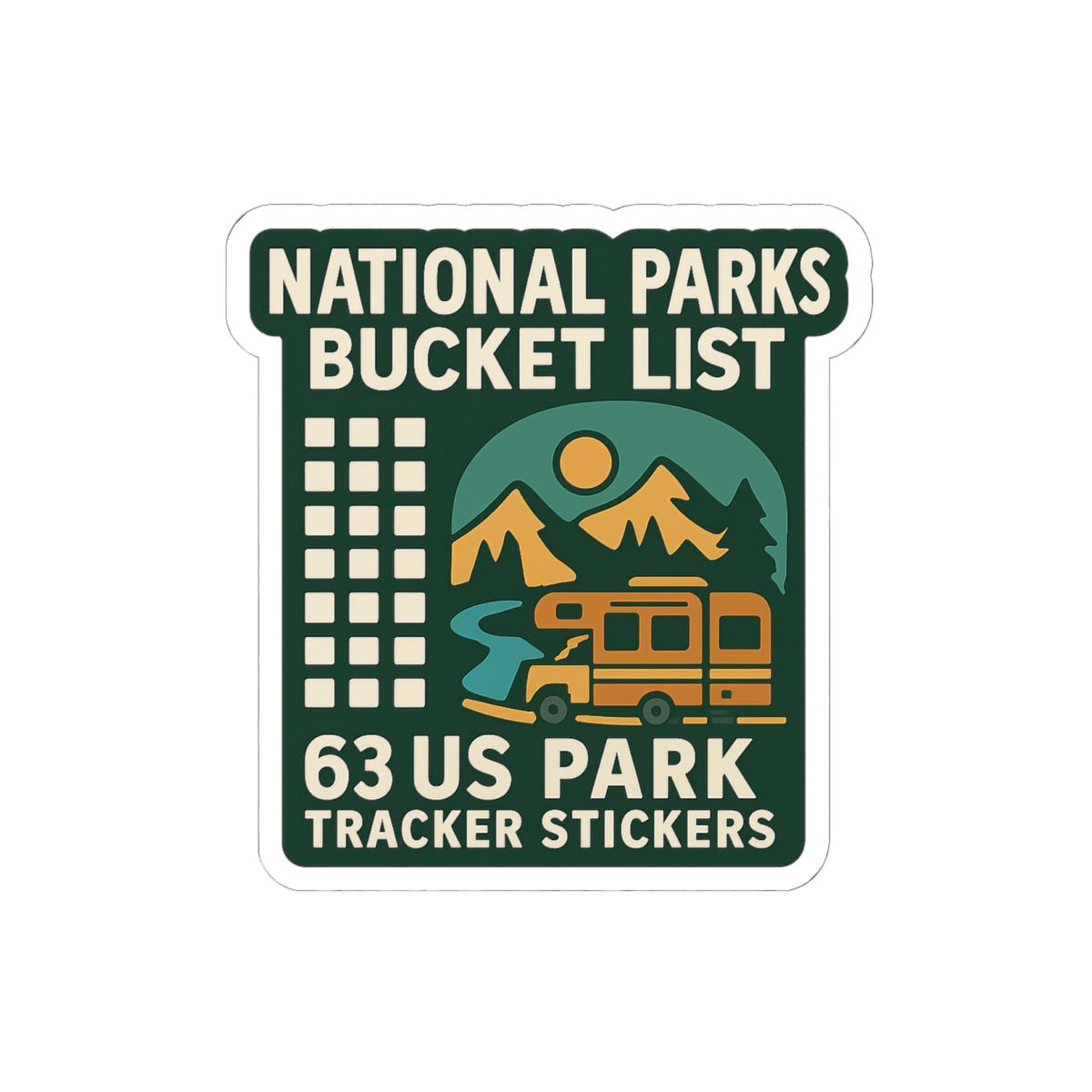 National Parks Bucket List Sticker Pack, 63 US Park Tracker Stickers, Adventure Travel Checklist, RV Camper Decals, Wanderlust Gift