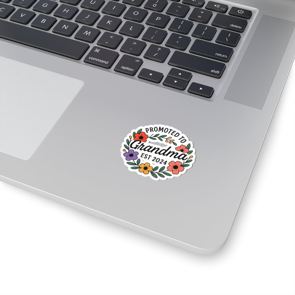Promoted to Grandma Est 2024 Sticker, New Grandmother Gift, Pregnancy Announcement Sticker, Grandma to Be Gift, Floral Wreath