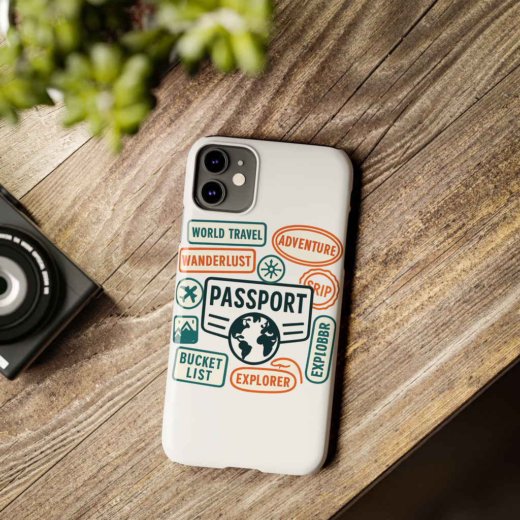 Passport Stamp Phone Case World Travel Gift Wanderlust Adventure Traveler Bucket List Globetrotter Trip Souvenir Explorer Map