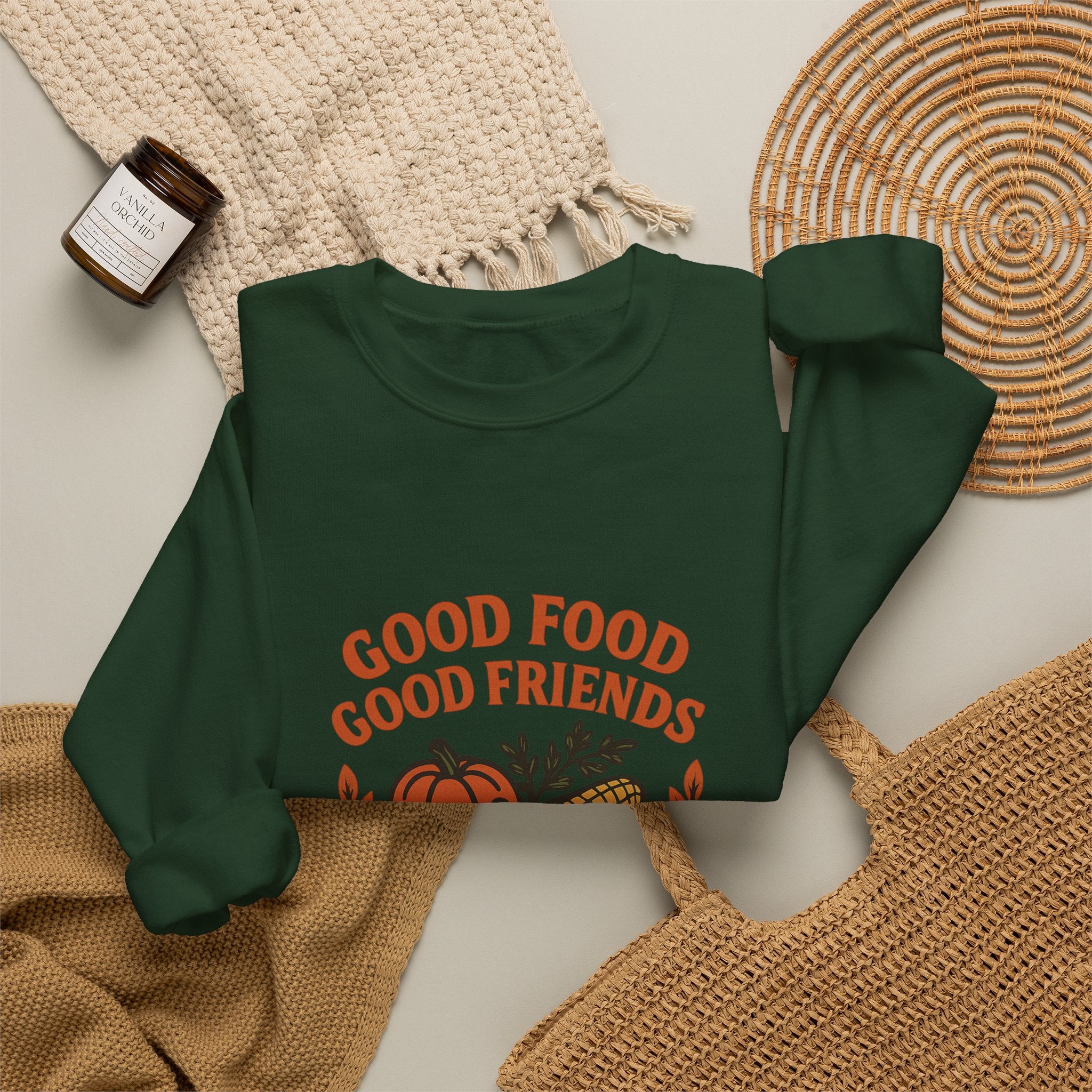 Good Food Good Friends Grateful Heart Sweatshirt, Thanksgiving Hostess Gift, Cooking Sweatshirt, Kitchen Lover Gift, Autumn Cozy Top